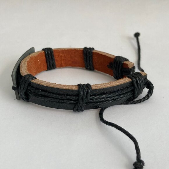 Vintage The Lords Prayer Leather Bracelet Mens Womens Adjustable Rope Catholic - Picture 7 of 10